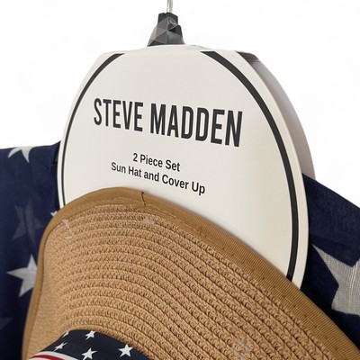 Steve Madden Beach Coverup Kimono‎ Hat 4th Of July Patriotic American Flag NWT Steve Madden Beach Coverup Kimono With Hat 4th Of July  main image 4