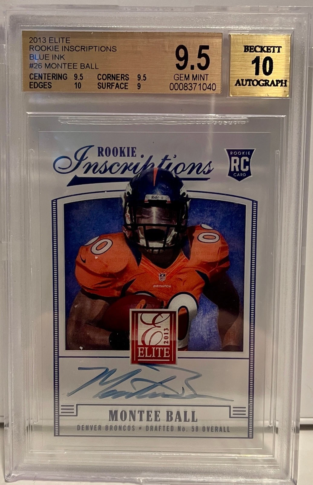 Montee Ball Panini Elite Rookie Inscriptions #26 Blue Ink