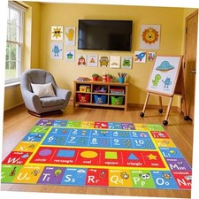 5x7 ABC Alphabet, Numbers  Shapes Rug   Educational Non-Slip Play Mat Carpet