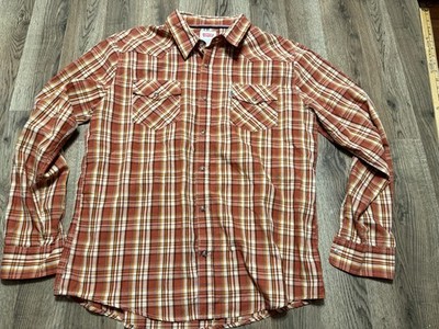 Levi's Shirt, Men's Size XL, Brown Orange Plaid Long Sleeve Button Up Shirt