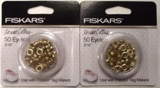 Fiskars 197700-1002 Tag Maker 3/16" Eyelets Gold Colored Aluminum (2pks of 50pc)