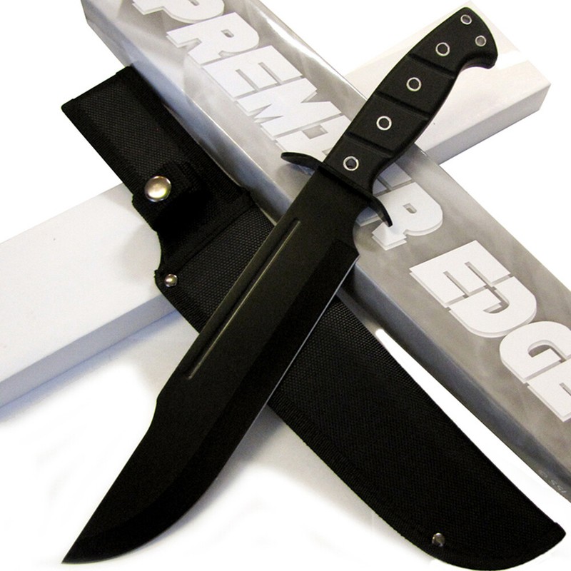 Premier Edge BACKYARD Bowie Hunting Combat KNIFE w/ Nylon Sheath - 15" Overall