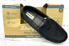 DEARFOAMS TOTAL COMFORT MEN'S SLIPPERS MEMORY FOAM BLACK INDOOR OUTDOOR 7 / 8