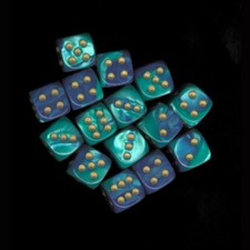 6 12MM CHX26859 Blue Teal w/Gold D6 Dice 40K Necromunda