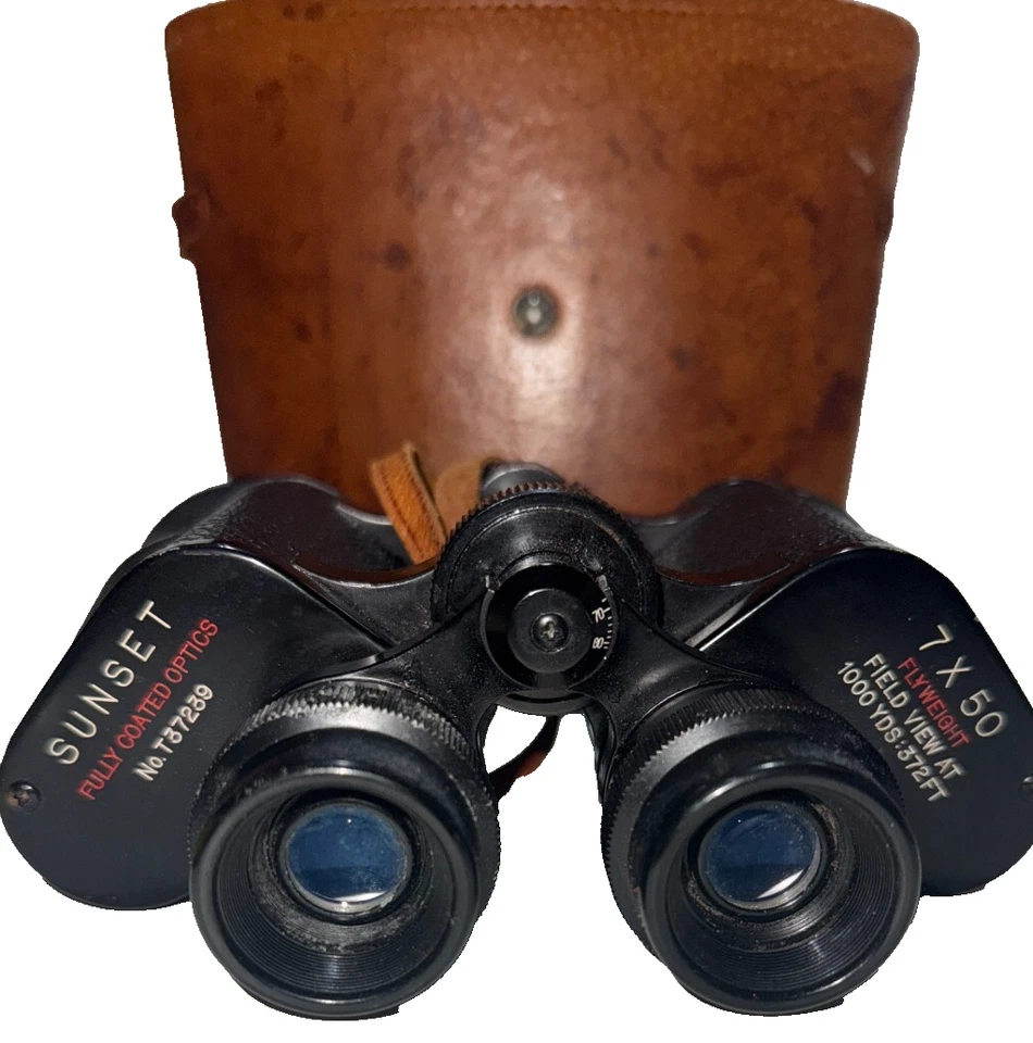 Vintage Sunset Binoculars Heavy Duty 7x50 Coated Optics No.T37239 W/ Case/Strap - Image 3 of 4