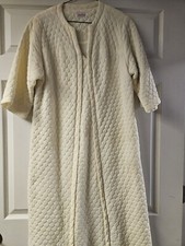 Vintage 50s 60s Evelyn Pearson Yellow Robe House-coat M/L Long Quilted Zip