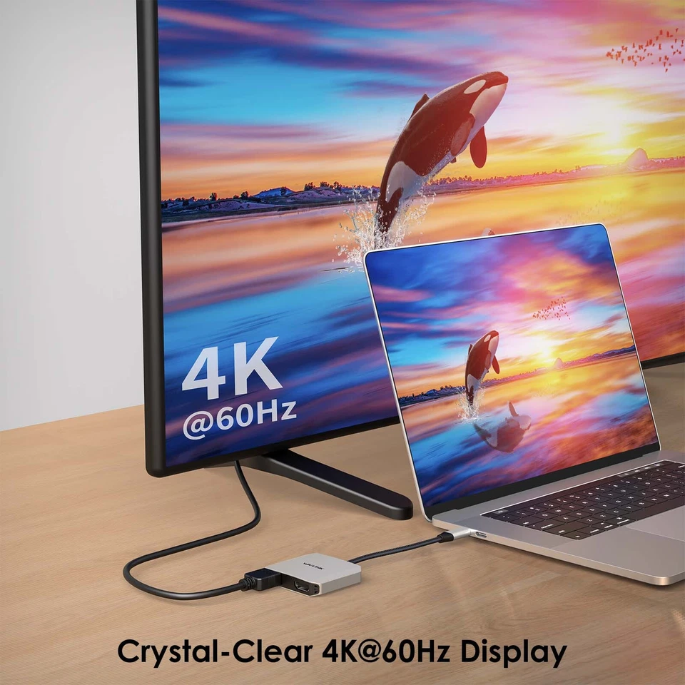 WAVLINK Dual HDMI Splitter 4K@60Hz HDMI Adapter Dual Monitors HDMI Hub 87W PD - Image 4 of 4