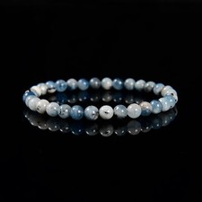 Multi Blue Aquamarine Smooth Round Beads Bracelet Size 6mm 7.5'' Length