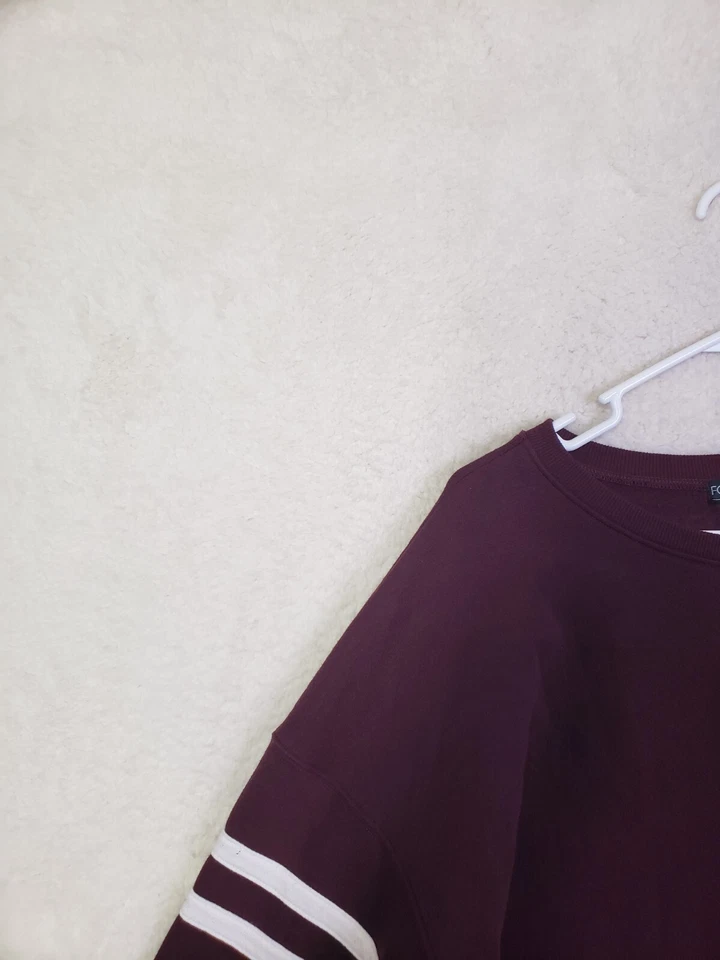 Forever 21 + 女式运动衫 3X 勃艮第条纹棉混纺短套衫 — 第 2/4 张图片