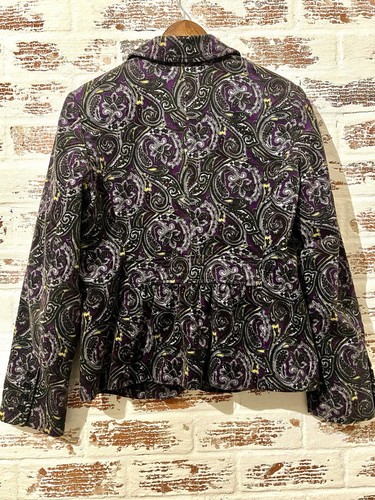 Talbots Velvet Blazer Jacket Purple Black Paisley Holiday Size 8 - Picture 9 of 15