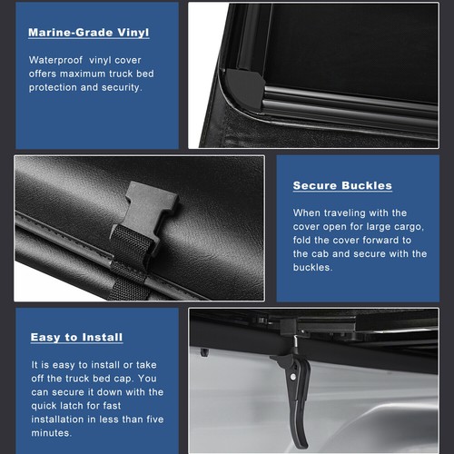 5FT Tri-Fold Truck Bed Tonneau Cover For 2015-2025 Chevy Colorado GMC Canyon - Picture 8 of 9