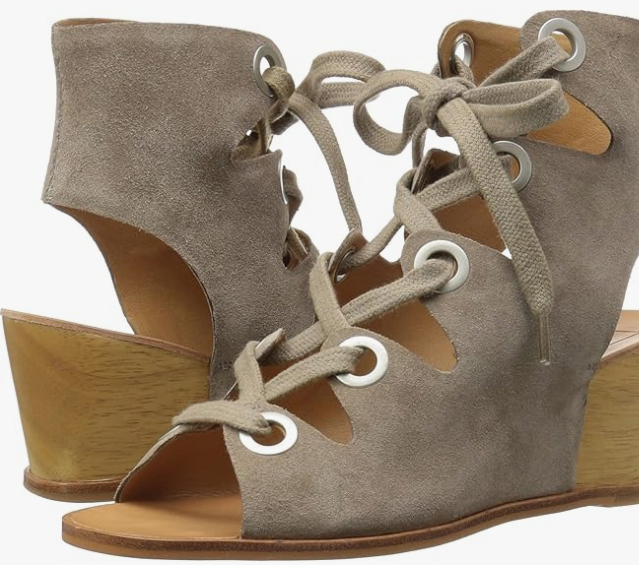 APL Sandali donna Dolce Vita Lei taupe scamosciati zeppa stringati tacco legno nuovi con scatola