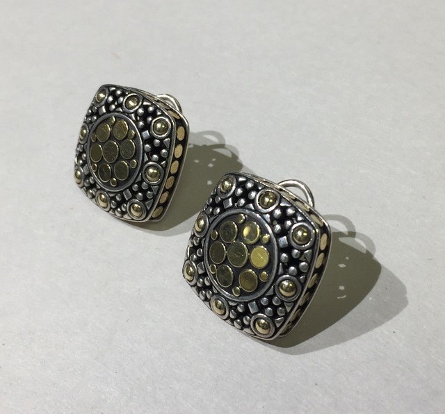 JOHN HARDY 925 STERLING 18K GOLD DOT EARRINGS eBay