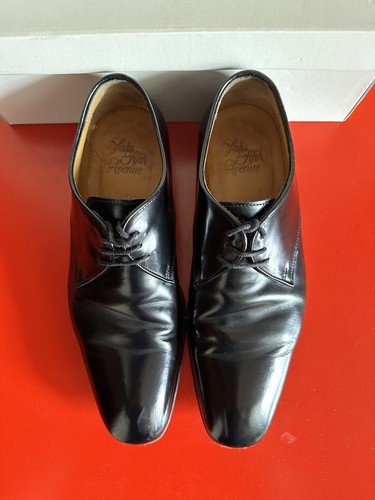 mens black leather shoes 8 Saks Fifth Ave - Picture 4 of 13