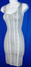 DISCREET WOMEN'S SILVER SHIMMERY BODY CONTOUR DRESS SIZE STRETCHY MEDIUM NWT