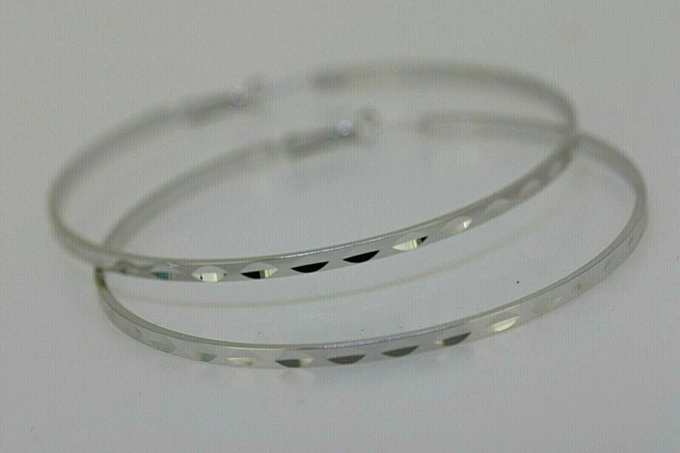 18k 18ct White Gold Filled GF Pattern Large 8cm Hoop Earrings E-A768 Gift Woman - Image 4 of 4