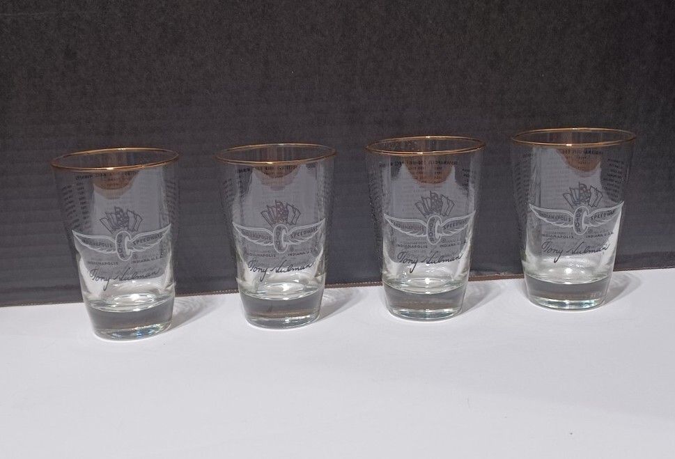4 Indianapolis Motor Speedway Tumbler Glasses 1972 Mark Donahue Racing