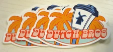 Dutch Bros Sticker June 2024 Windmill Palm Trees Orange Summer Beach Coffee