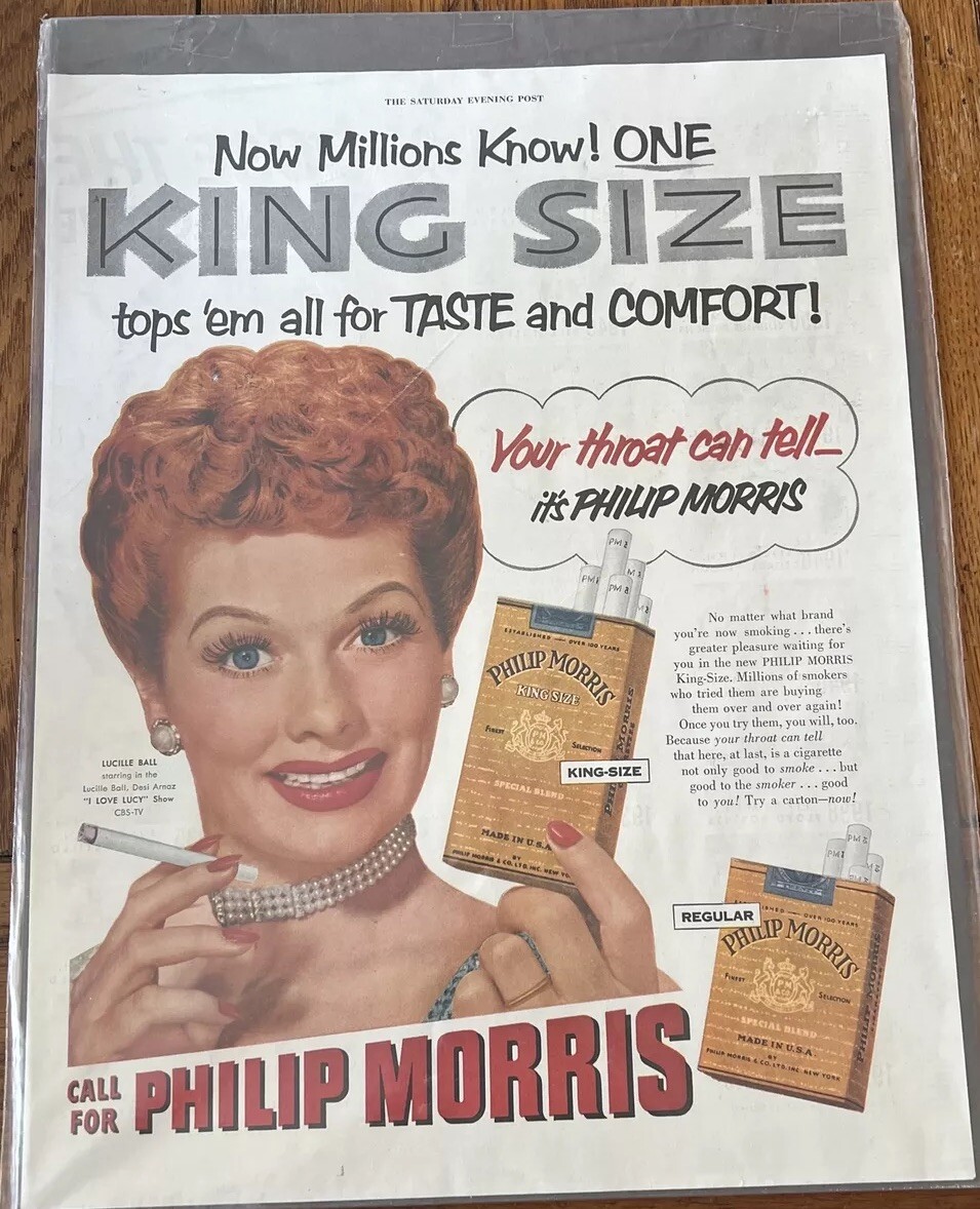 lucy cigarette 1950s Philip Morris Cigarettes Lucille Ball 