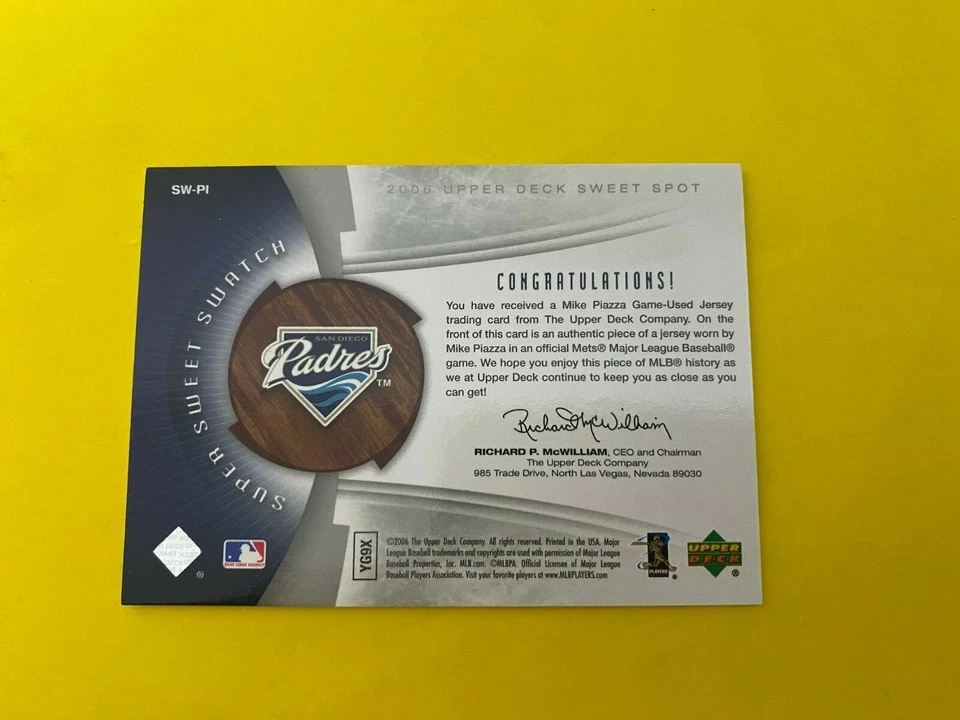 2006 SWEET SPOT SUPER SWEET SWATCH MIKE PIAZZA # SW-PI40/299 - Image 2 of 2