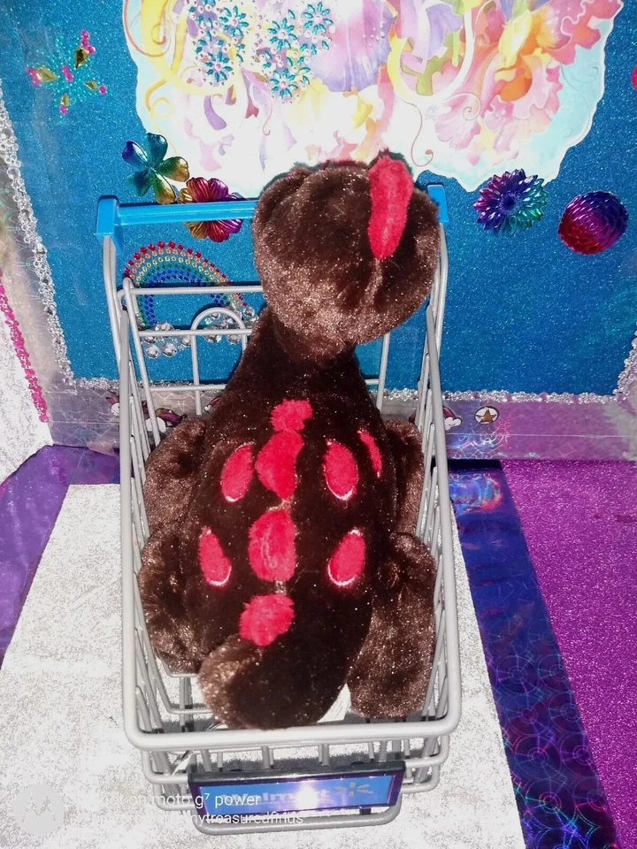 🦄Ganz / Webkinz "Cocoa Dinosaur" Brown w/Pink Color Dots HM338 9.5" Plush! - Image 3 of 4