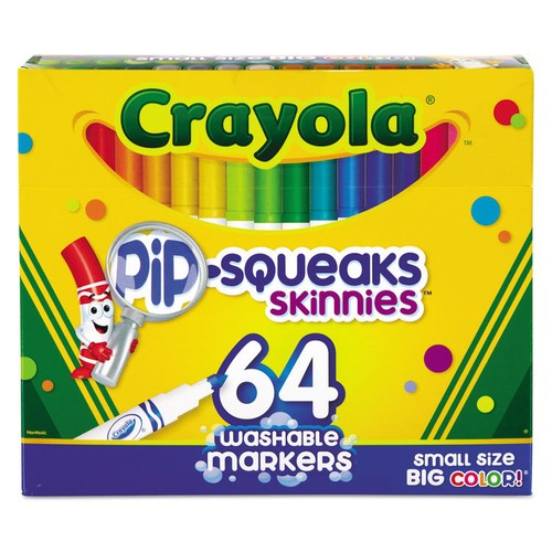 pip-squeaks skinnies washable markers, 64 colors, 64/set