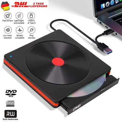 Externes DVD Laufwerk 2 in 1 USB 3.0& Type C Brenner CD DVD-RW Für-PC Laptop