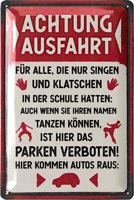 Retro Tin Sign - Keep Driveway Clear Sign, Keep Exit Clear - 20x30cm