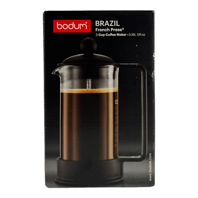 Bodum Brazil 3 cup 1543 French Press Coffee Maker, 12 oz Black - New