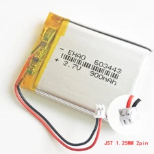 3.7V 603443 900mAh Li po Polymer Rechargeable Battery JST 2pin 1.25/1.5/2.0/2.5