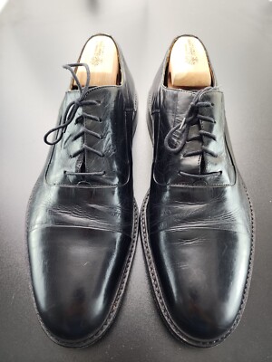 Johnston & Murphy Handcrafted Black Leather Derby Shoes 11.5 M Made In Italy Handmade Johnston & Murphy Mens Black Leather Cap Toe Shoes  main image 2