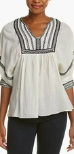 Max Studio Embroidered Gauze Top Sz Small NWT