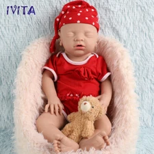 IVITA 18 inch Sleeping Girl Reborn Baby Doll Full Body Silicone Doll Prematur