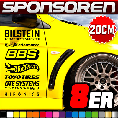 8er SET # 20CM # KFZ Auto Sponsoren Decals Tuning Aufkleber Nos Fast Furious