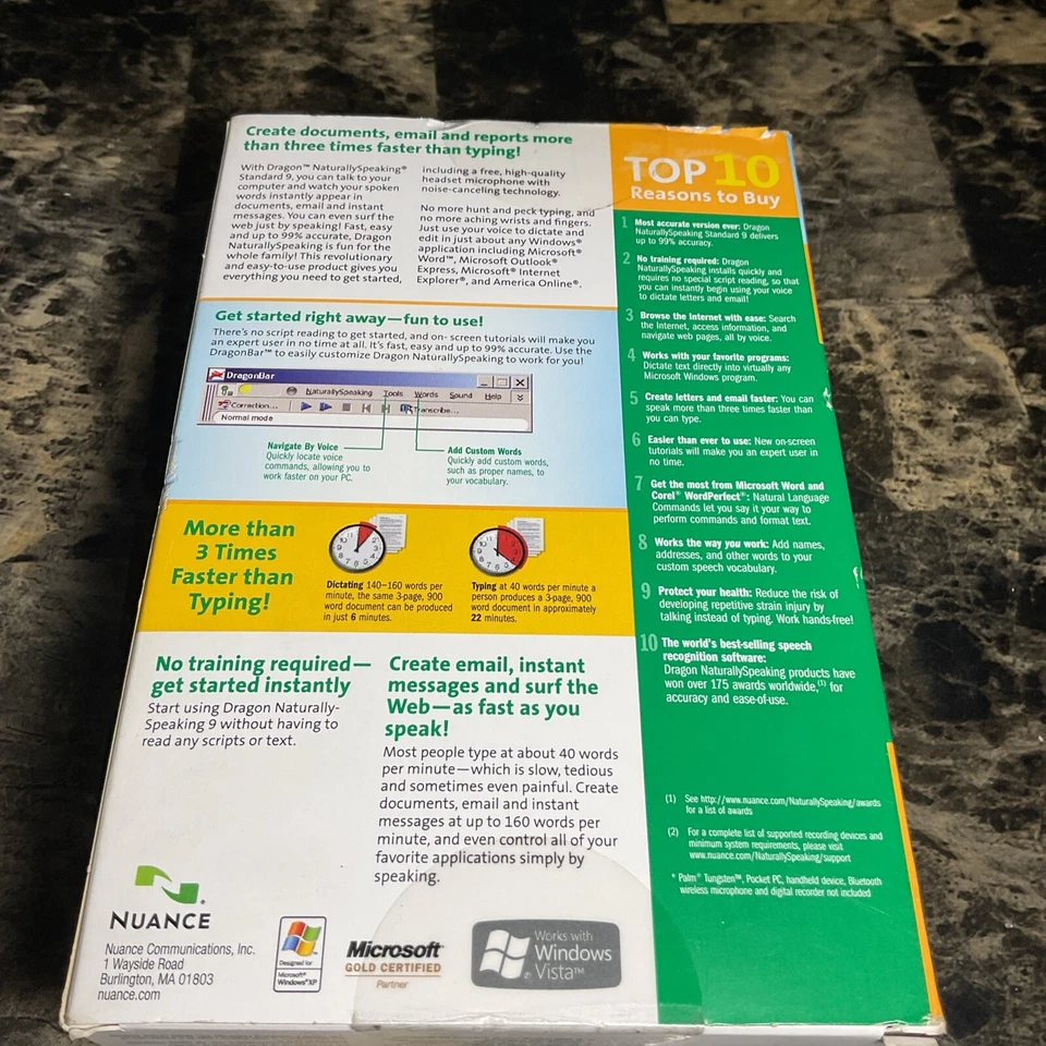 Dragon Naturally Speaking 9 Standard SPEECH RECOGNITION SOFTWARE  - Image 2 of 4