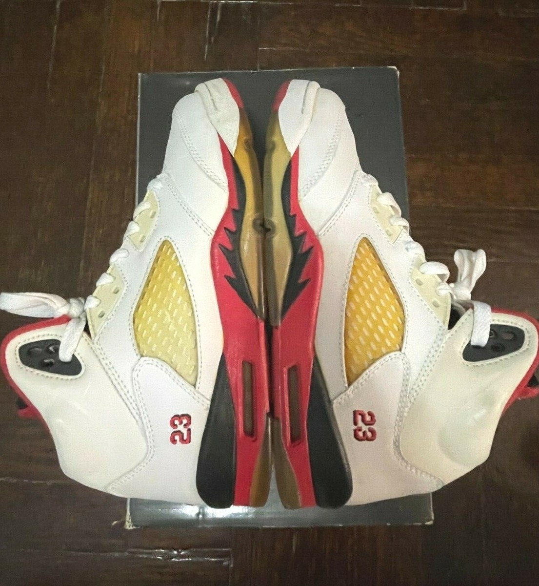 Air Jordan 5 Retro White Fire Red Black Sz 5.5M 134092 162 | eBay