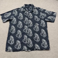 Desmond Dempsey Men's Pajama Shirt Size XL Black Tiger Lightweight Top Sleepwear