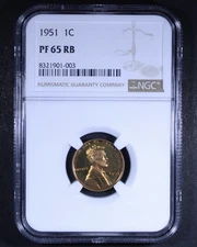 1951 Lincoln Wheat Cent Proof - 1c NGC PR65 RB - Red Brown