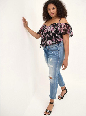 NWT TORRID Clip Dot Cold Shoulder Top SIZE 1 ... WOW!