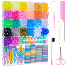 Colorful Rubber Bands Set, 2020Pcs Elastic Hair Ties with 5 Styling Tools 40Pcs
