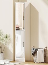 Tall Bathroom Cabinet Mirror Slim Mirrored Cupboard High Gloss White