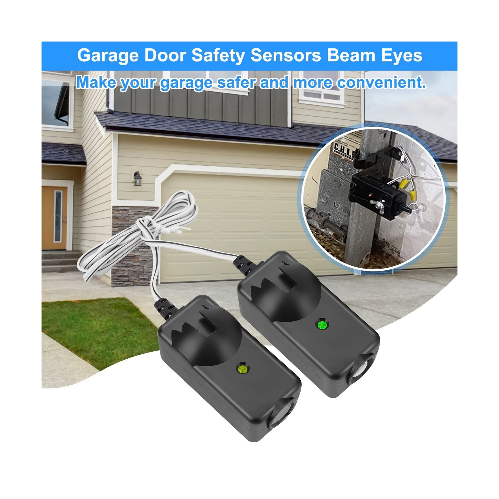 Garage Door Sensor Beam Eyes, Garage Door Safety Sensor Replace... FAST USA SHIP