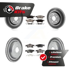 Front Rear Coated Brake Rotors Semi-Metallic Pad Kit For With Vented