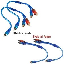2pcs RCA Audio Cable "Y" Splitter Adapter 1 Female to 2 Males Cord 12 Inch USA