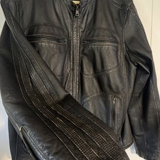 Black Rivet Distressed Genuine Leather Jacket Men s Size L