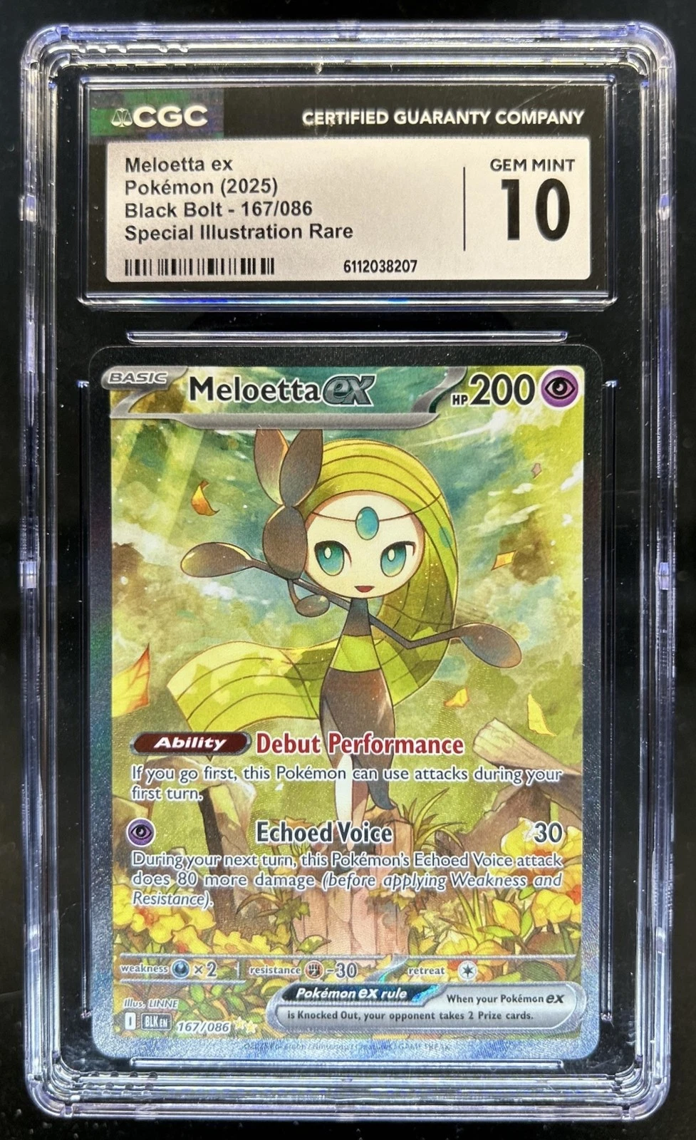 2025 Pokemon Black Bolt Meloetta ex Special Illustration Rare #167/086 CGC 10