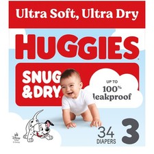 Huggies Snug  Dry Diapers Size 3, 34 Count White