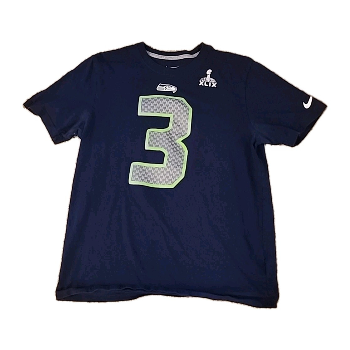 Nike RUSSELL WILSON No. 3 SEATTLE SEAHAWKS Super Bowl XLIX  T-Shirt Large L R3