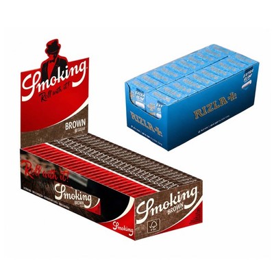 Cartine Smoking Marroni Corte 50 Libretti + Rizla Filtri Ultra Slim Originali