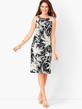 Talbots Audrey Shift Dress Womens M Botanical Sleeveless Cotton